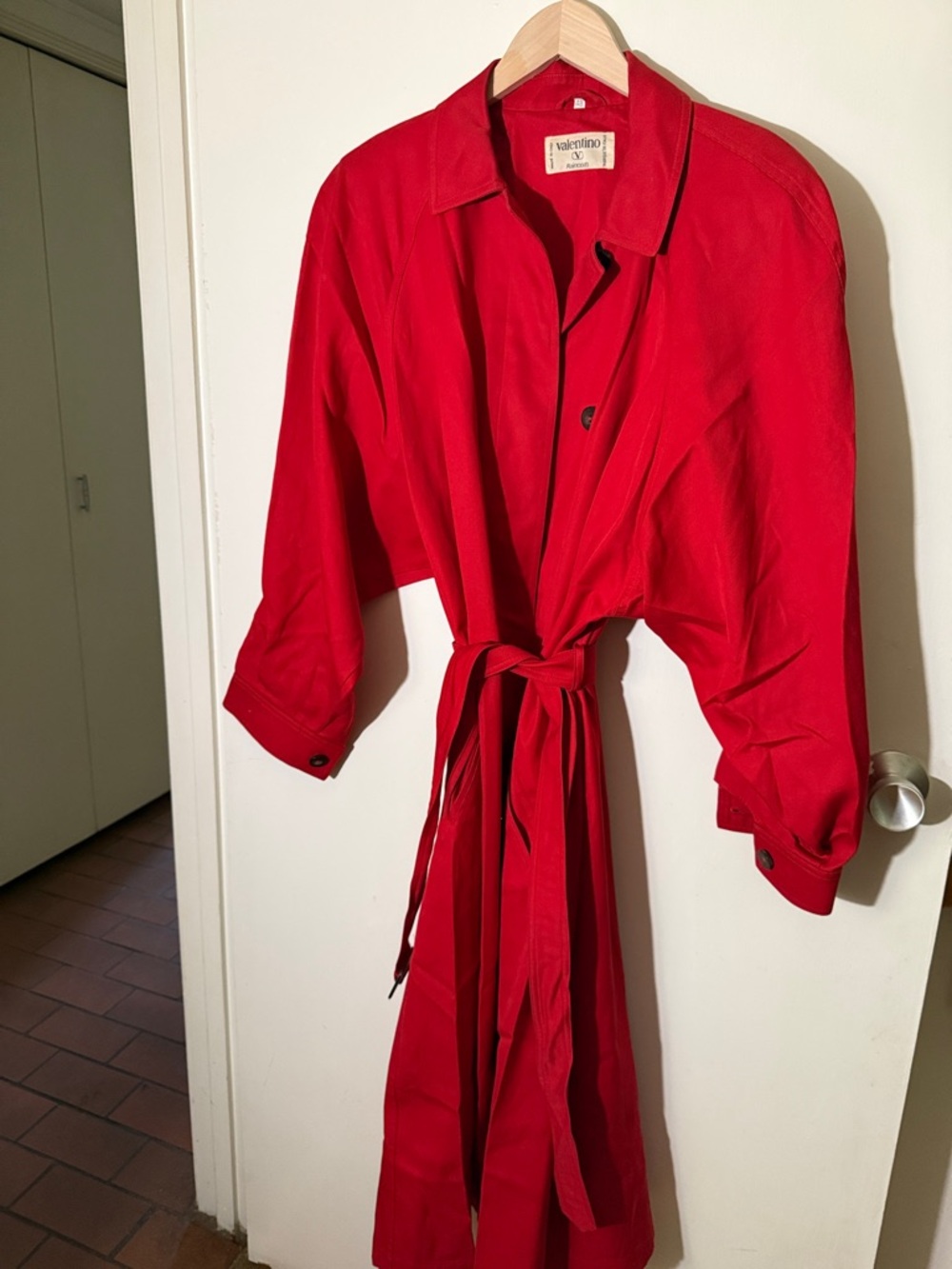 Valentino Red Tie-Waist Trench Coat
